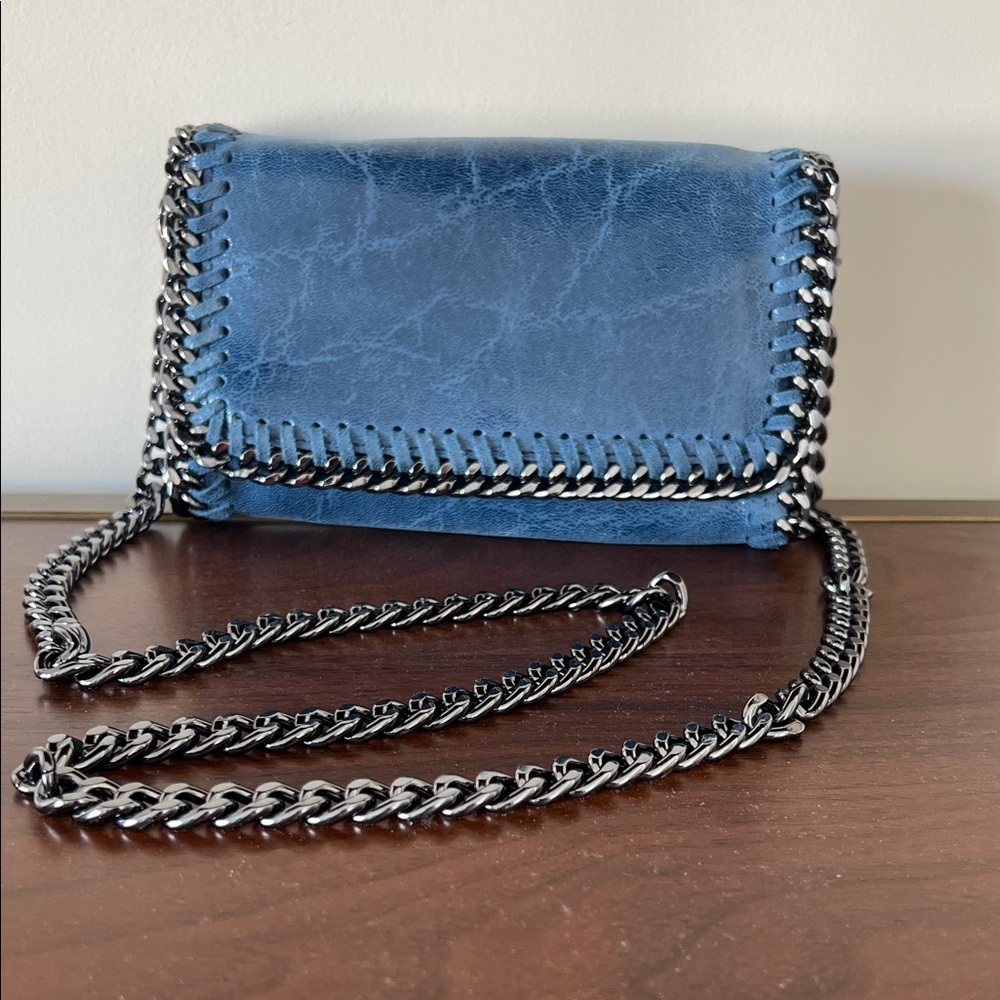 Genuine Leather and Chain Detail Bag